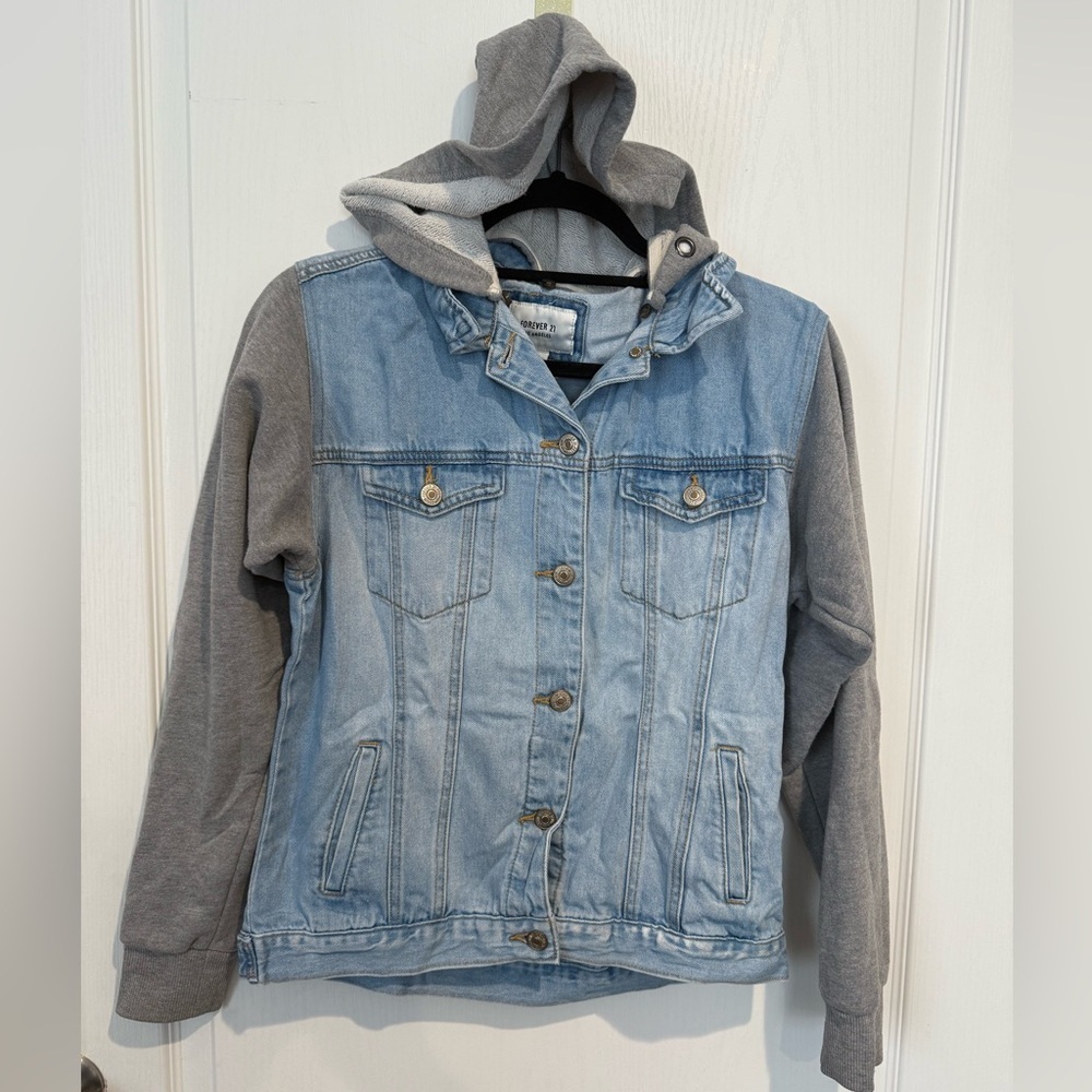 Forever 21 Blue Denim Jacket with Gray Accents
